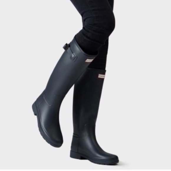 Hunter Shoes - Hunter Refined Tall Navy Rain Matte Boots